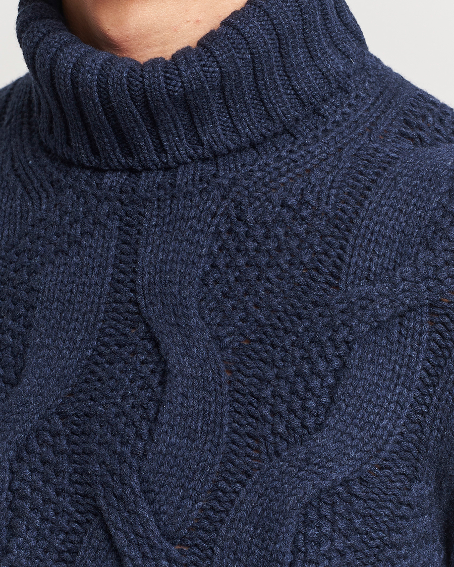 Herre | Trøjer | Gran Sasso | Wool/Cashmere Heavy Knitted Structured Polo Navy