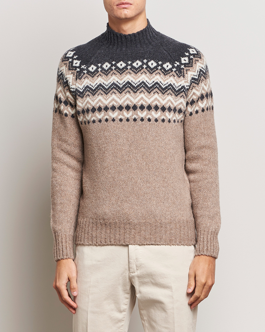 Herre | Trøjer | Gran Sasso | Aspen Wool Fairisle Crew Neck Sweater Beige/Grey