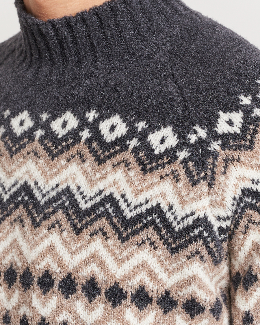 Herre | Trøjer | Gran Sasso | Aspen Wool Fairisle Crew Neck Sweater Beige/Grey