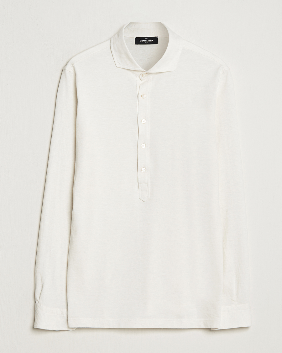 Herre | Skjorter | Gran Sasso | Brushed Cotton Popover Shirt Cream
