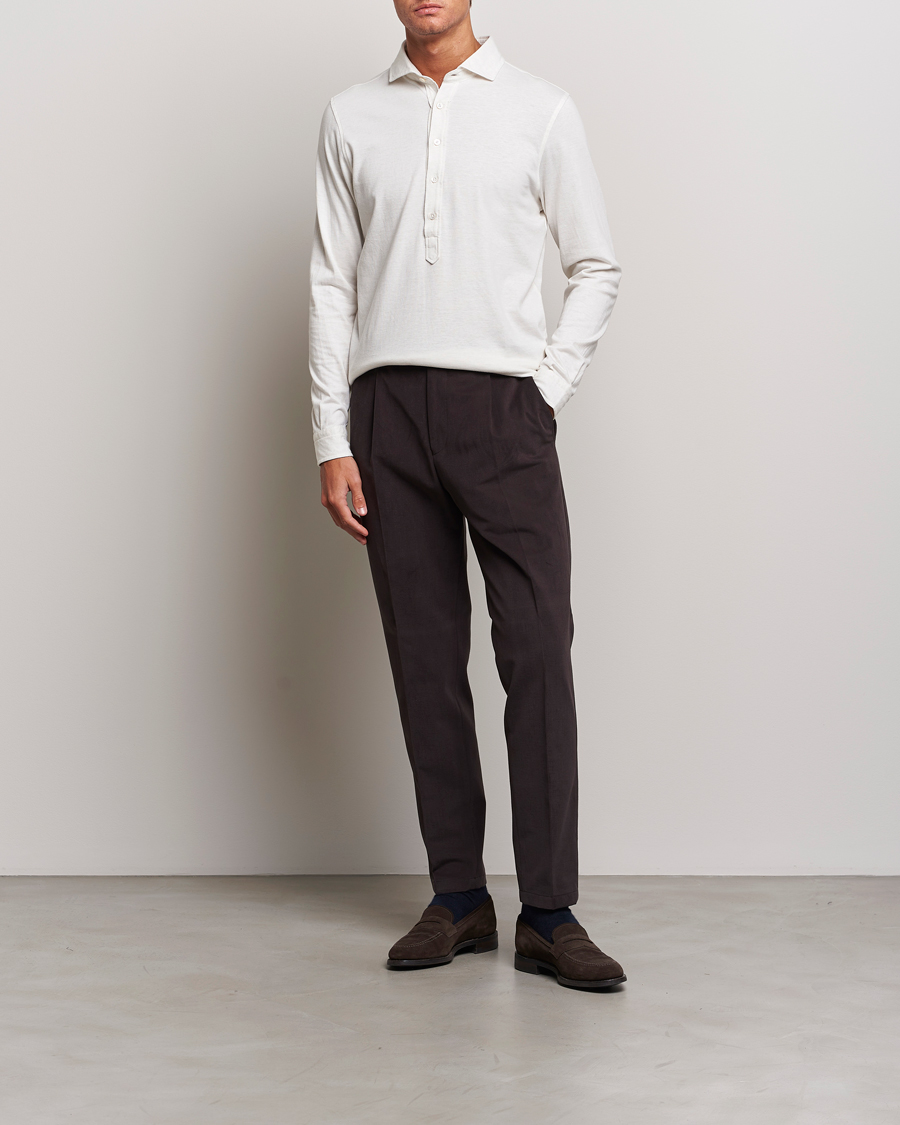 Herre | Skjorter | Gran Sasso | Brushed Cotton Popover Shirt Cream