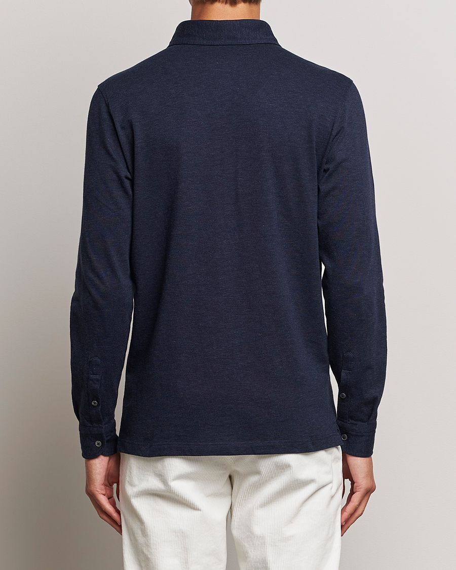 Herre | Skjorter | Gran Sasso | Brushed Cotton Popover Shirt Navy Melange