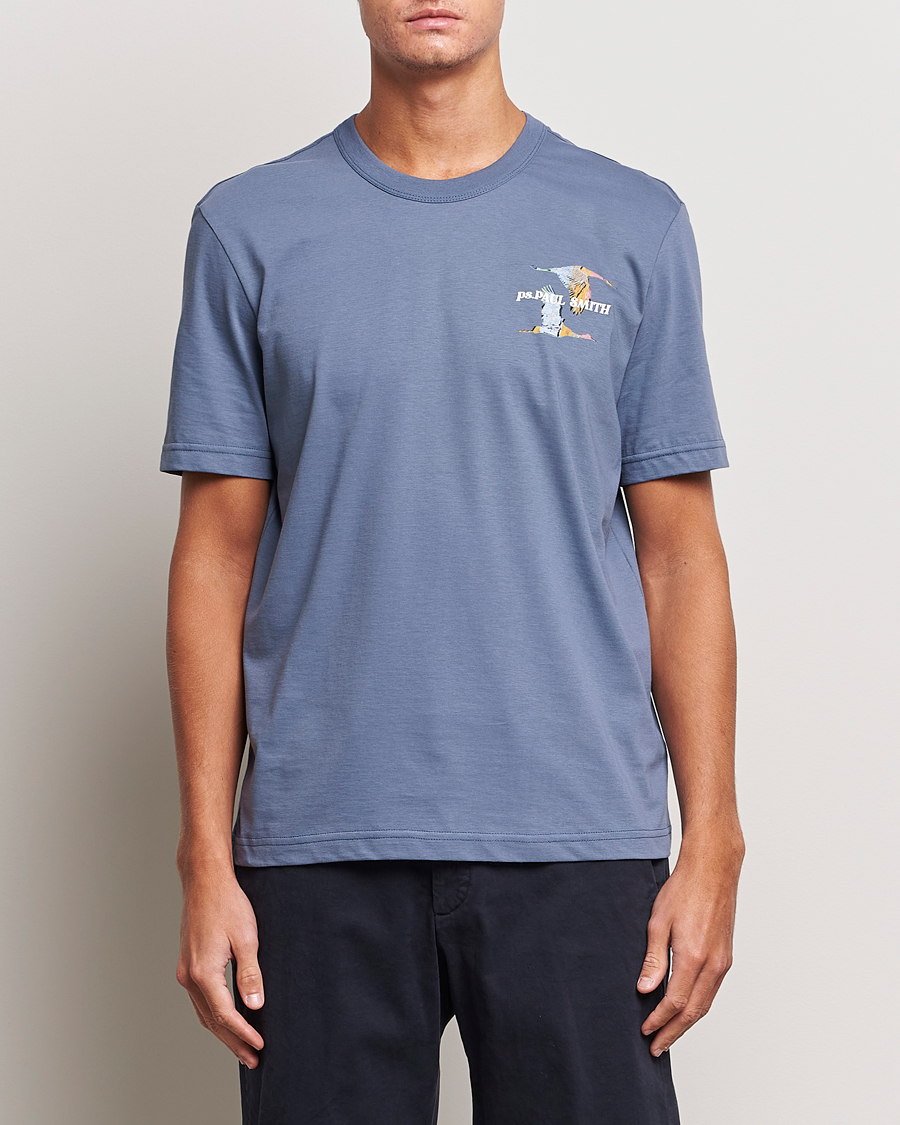 Herre | T-Shirts | PS Paul Smith | Flying Bird Crew Neck T-Shirt Washed Blue