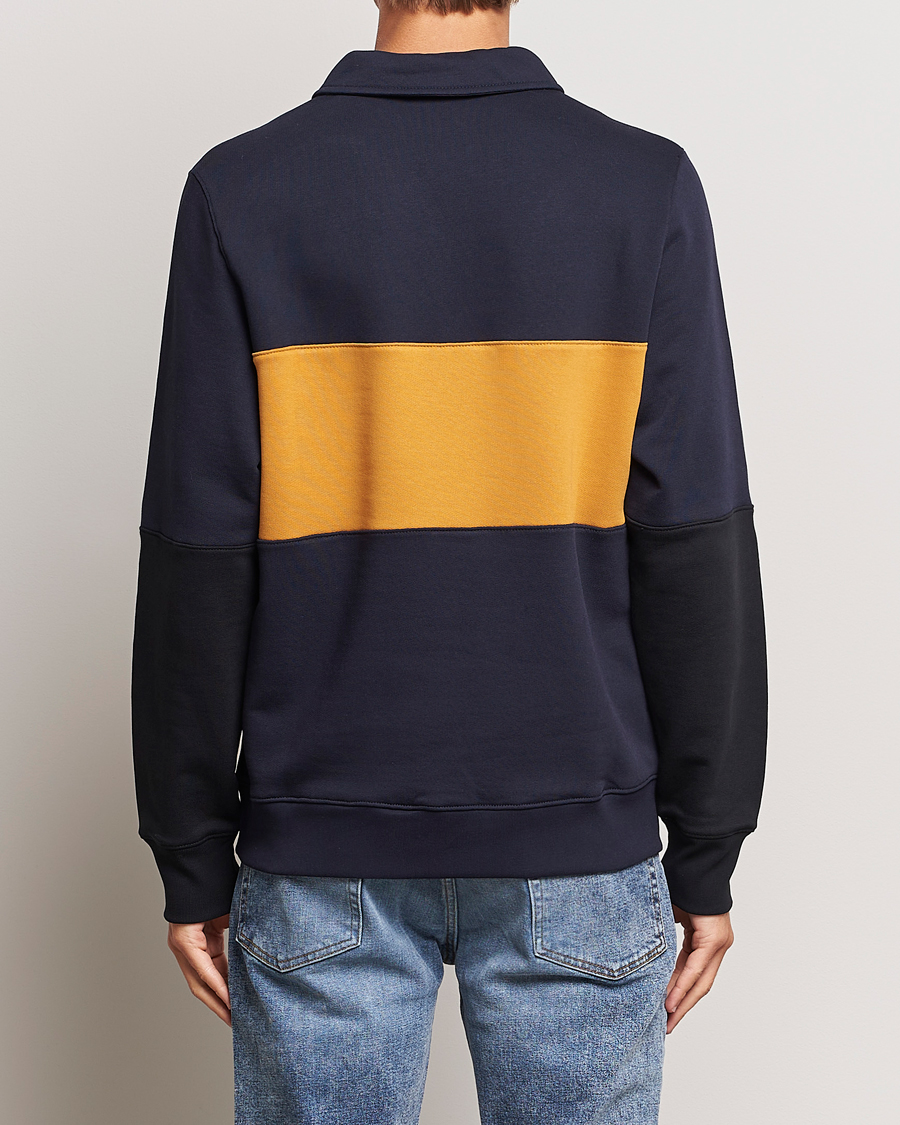 Herre | Trøjer | PS Paul Smith | Organic Cotton Zebra Colorblocked Rugger Navy/Yellow
