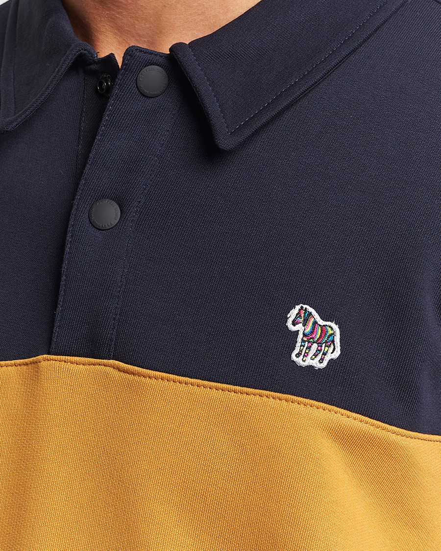 Herre | Trøjer | PS Paul Smith | Organic Cotton Zebra Colorblocked Rugger Navy/Yellow