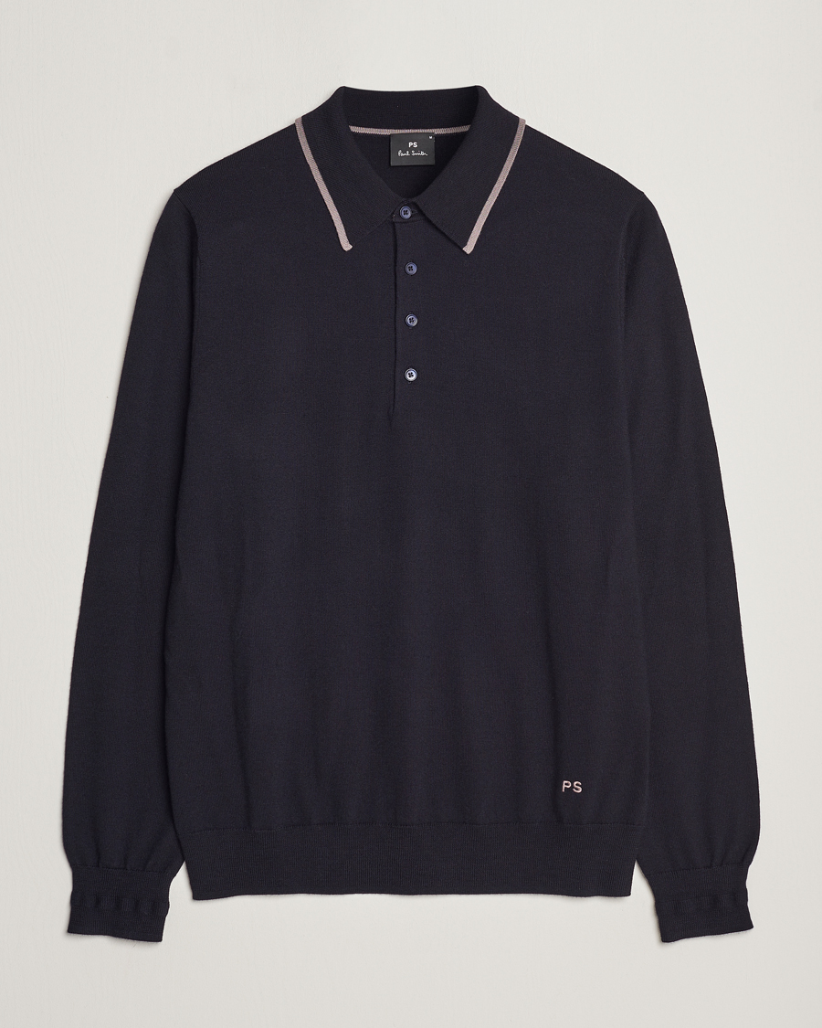 Herre | Trøjer | PS Paul Smith | Merino Wool Knitted Polo Navy