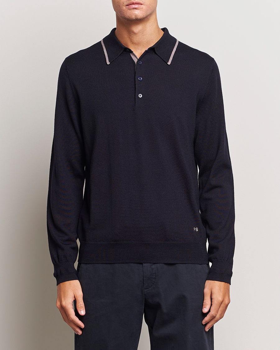 Herre | Strikkede polotrøjer | PS Paul Smith | Merino Wool Knitted Polo Navy