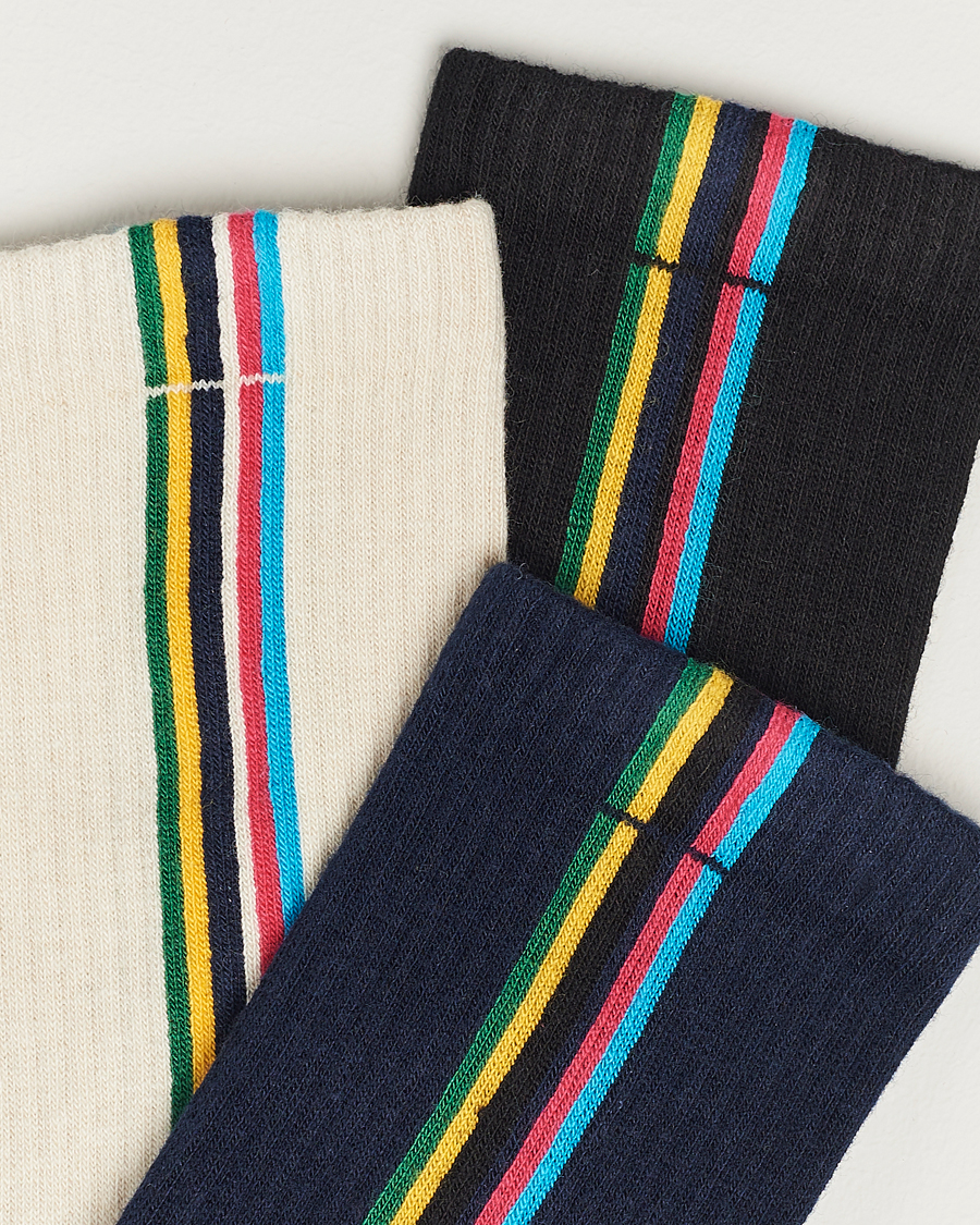 Herr |  | PS Paul Smith | 3-Pack Striped Socks Black/Navy/White