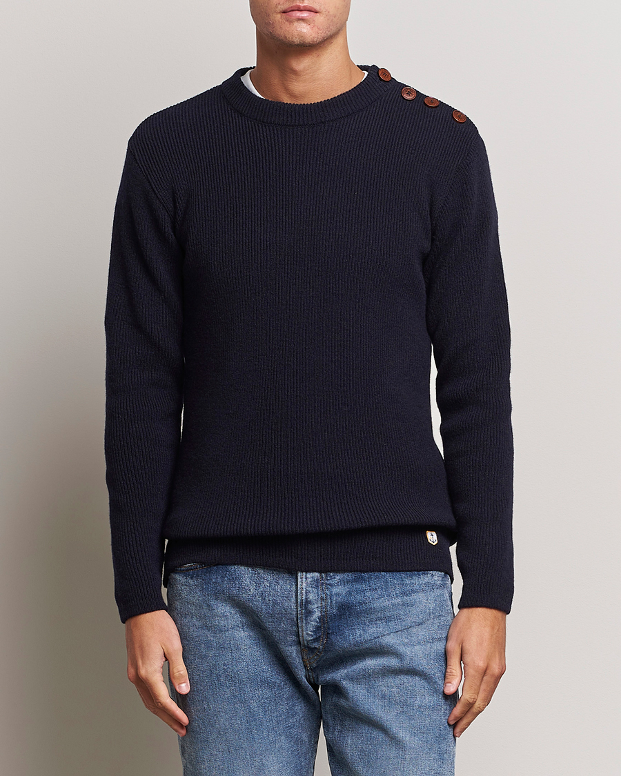 Herre | Trøjer | Armor-lux | Pull Marin Lambswool Sweater Navy