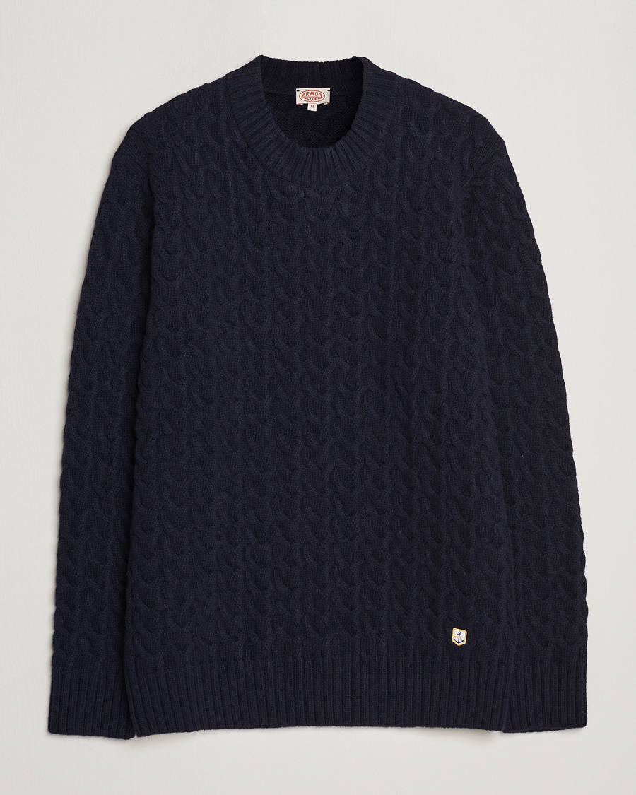 Herre | Trøjer | Armor-lux | Pull RDC Wool Structured Knitted Sweater Navy