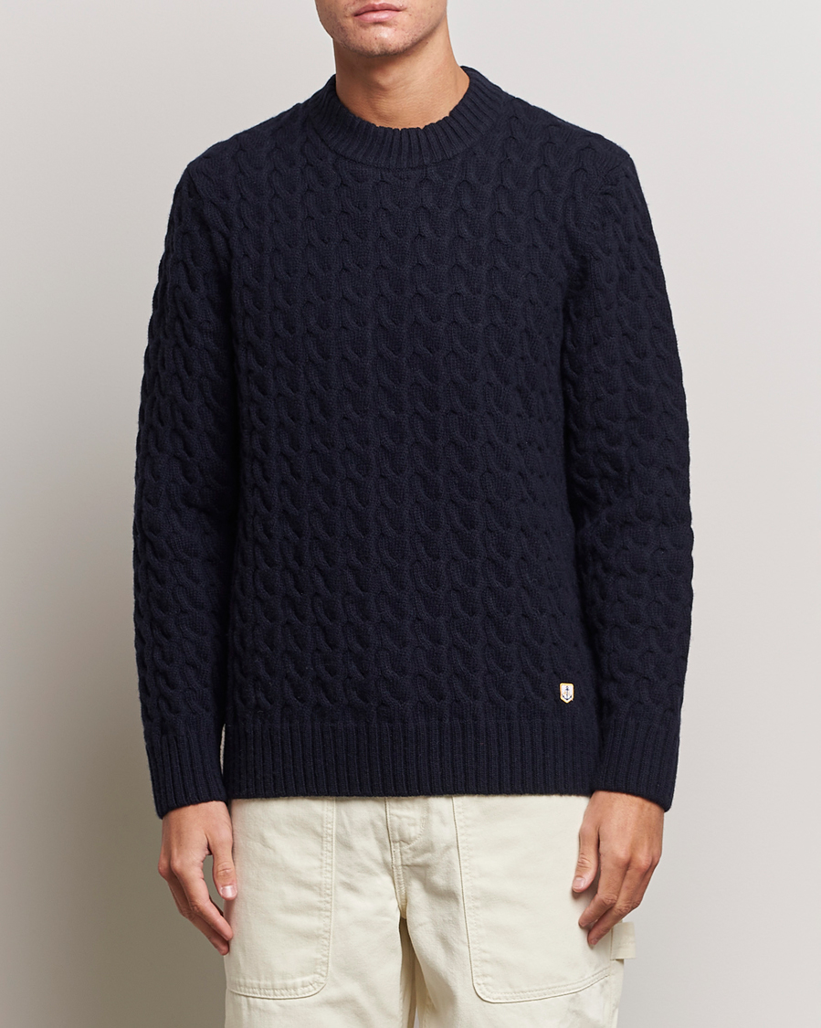 Herre | Trøjer | Armor-lux | Pull RDC Wool Structured Knitted Sweater Navy
