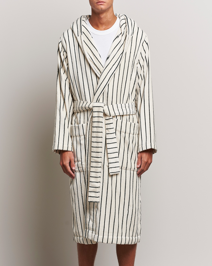 Herr |  | Tekla | Organic Terry Hooded Bathrobe Racing Green Stripes