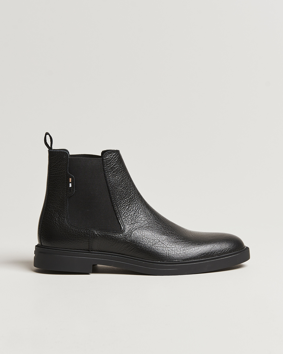 Herre | BOSS BLACK Calev Grained Leather Chelsea Boot Black | BOSS BLACK | Calev Grained Leather Chelsea Boot Black