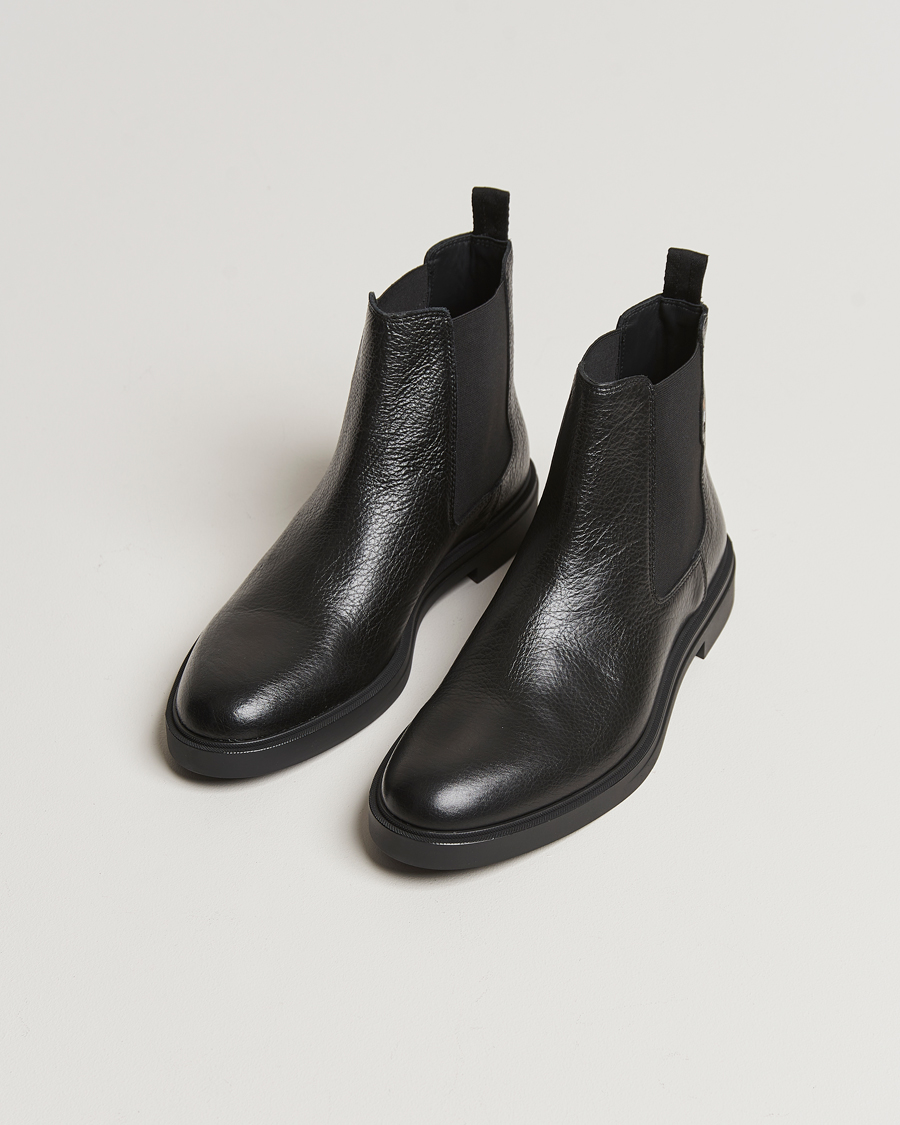 Herre |  | BOSS BLACK | Calev Grained Leather Chelsea Boot Black