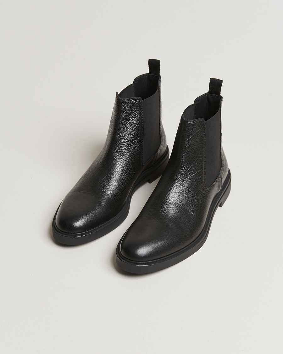 Herre | BOSS BLACK Calev Grained Leather Chelsea Boot Black | BOSS BLACK | Calev Grained Leather Chelsea Boot Black