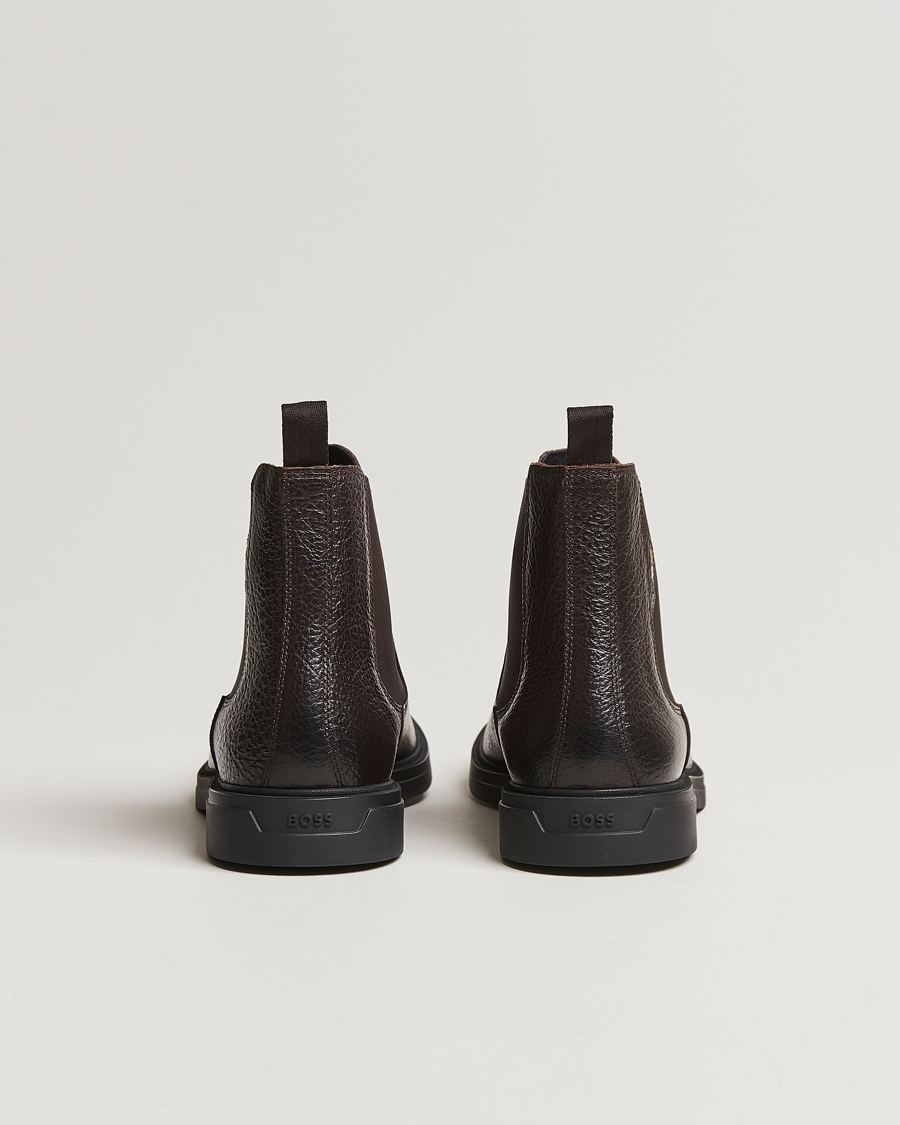 Herre | BOSS BLACK Calev Grained Leather Chelsea Boot Dark Brown | BOSS BLACK | Calev Grained Leather Chelsea Boot Dark Brown