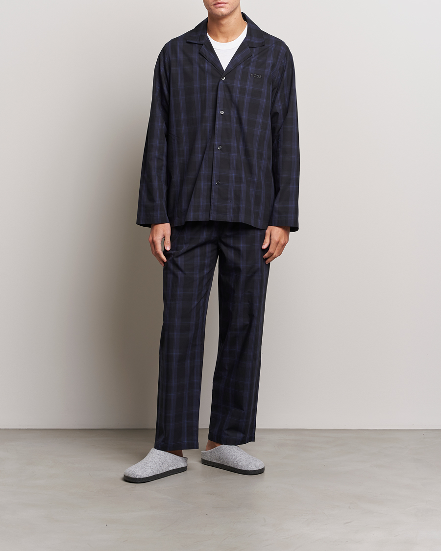 Herre | Pyjamas & Morgenkåber | BOSS BLACK | Urban Checked Pyjama Set Blue Multi