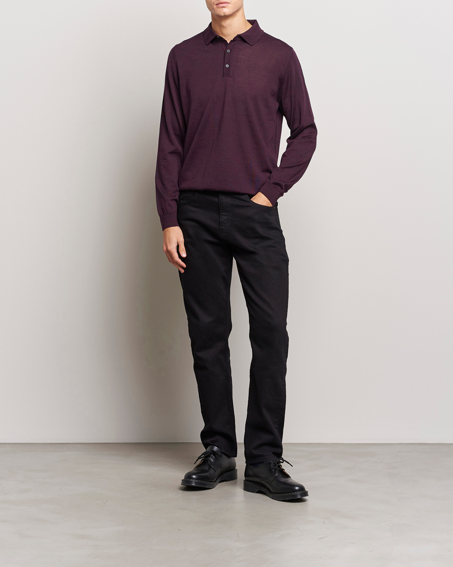 Herre | Trøjer | BOSS BLACK | Lancione Merino Knitted Polo Dark Red