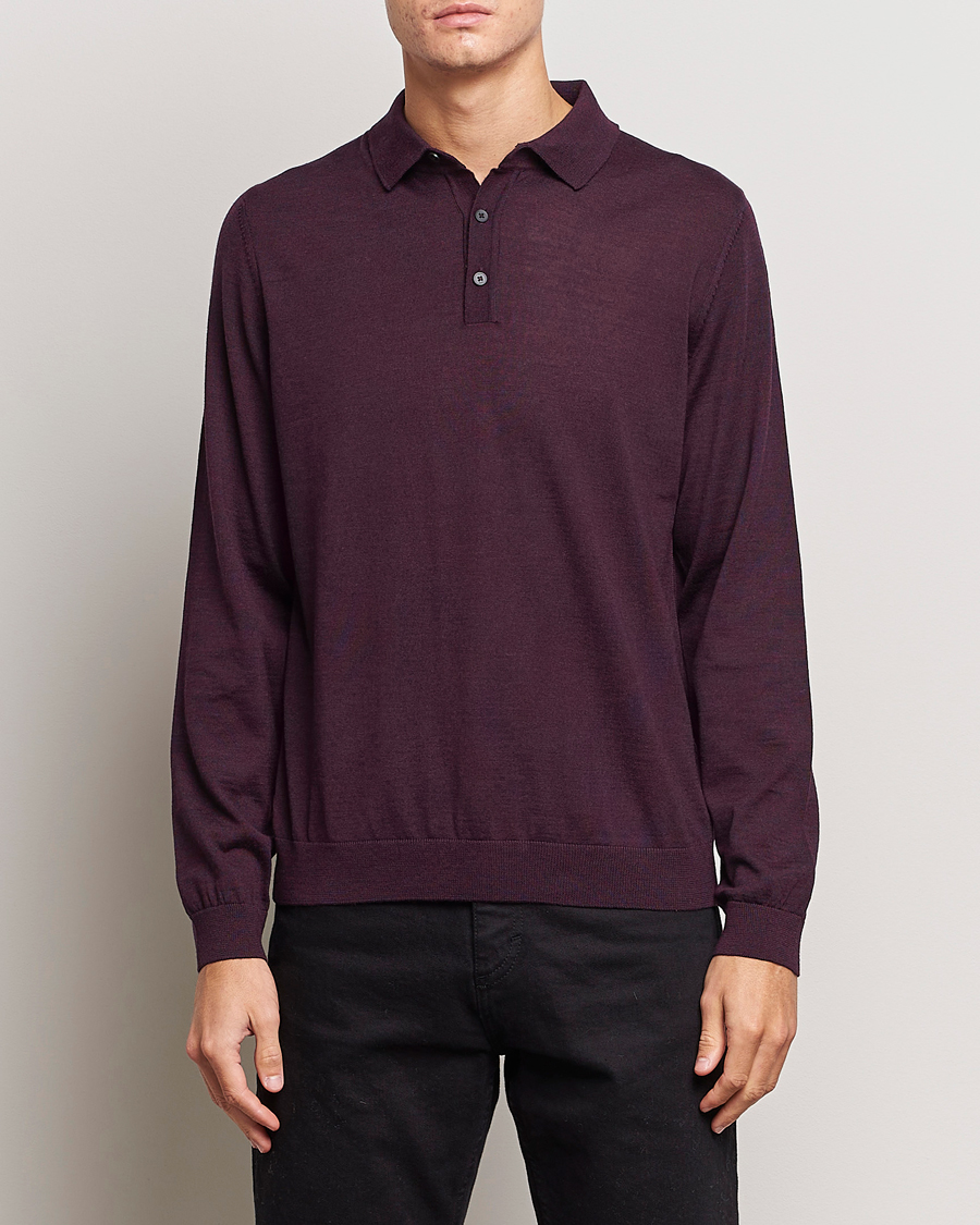 Herre | Trøjer | BOSS BLACK | Lancione Merino Knitted Polo Dark Red