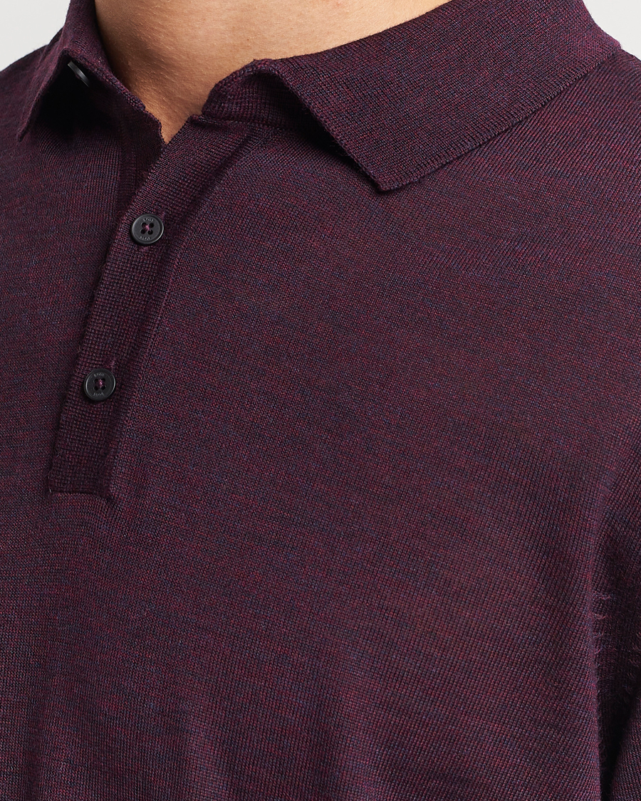 Herre | Trøjer | BOSS BLACK | Lancione Merino Knitted Polo Dark Red