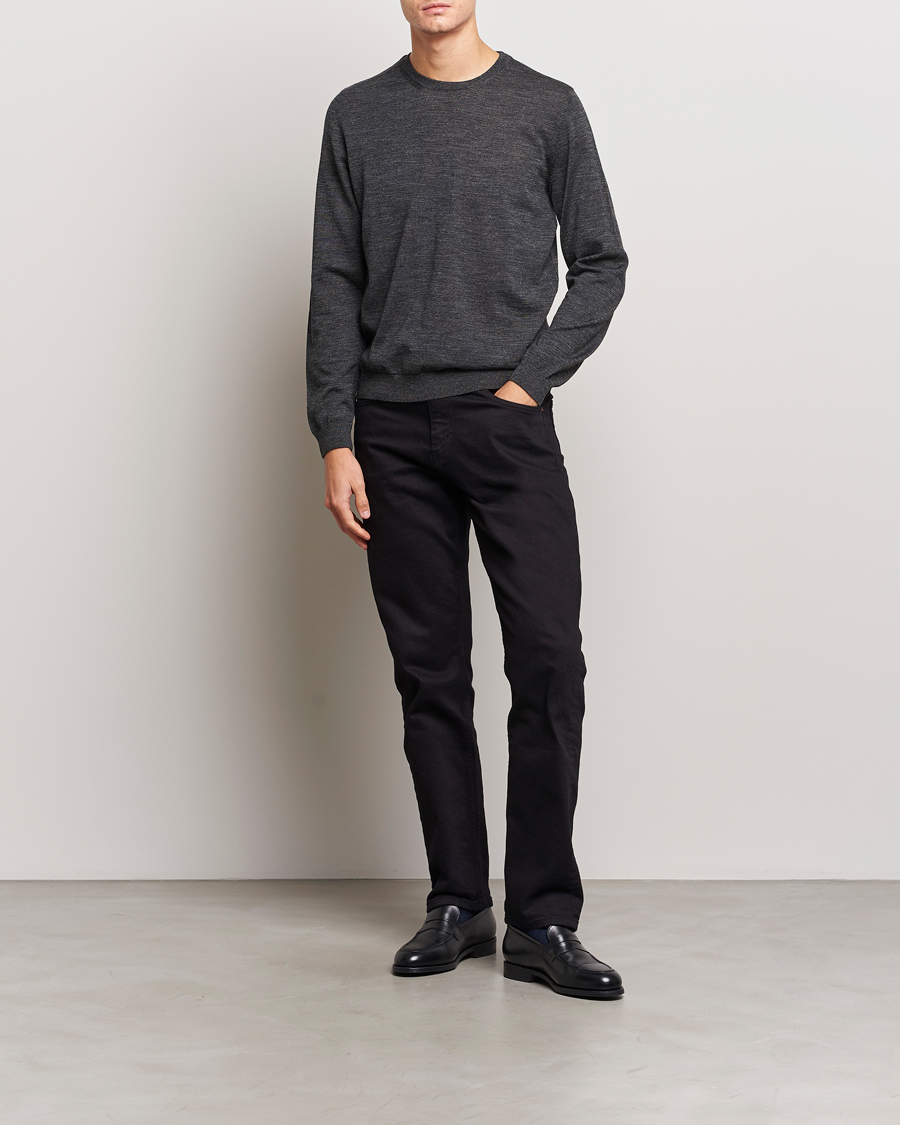 Herre | Trøjer | BOSS BLACK | Leno Knitted Sweater Black Melange