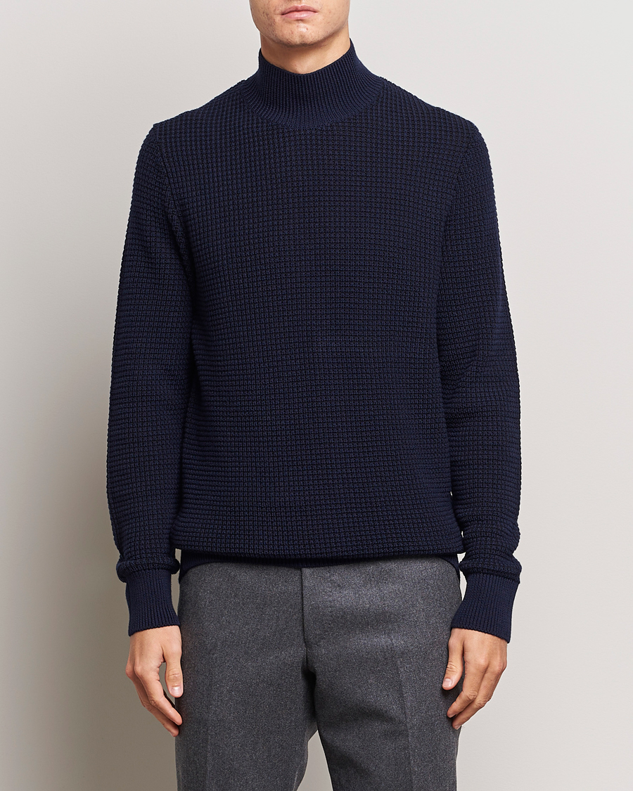 Herre | Trøjer | BOSS BLACK | Maurelio Heavy Knitted Polo Dark Blue