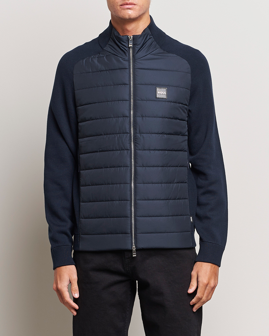 Herre | Trøjer | BOSS BLACK | Medesimo Hybrid Full Zip Dark Blue