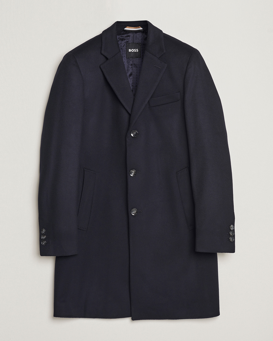 Herre | Jakker | BOSS BLACK | Hyde Wool/Cashmere Coat Dark Blue