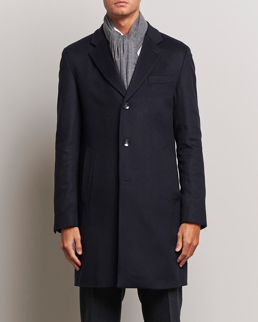 Herre | Jakker | BOSS BLACK | Hyde Wool/Cashmere Coat Dark Blue