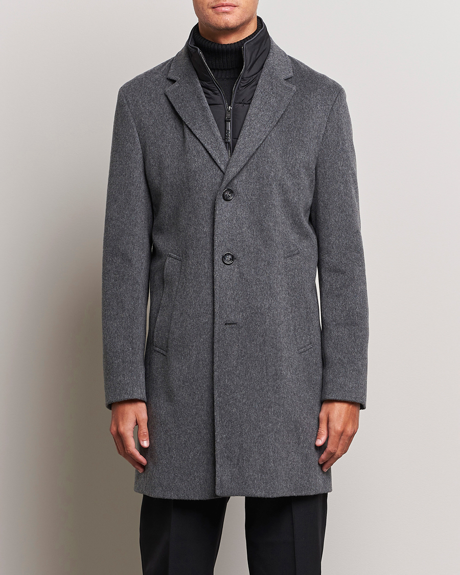 Herre | Frakker | BOSS BLACK | Hyde Wool Bib Coat Medium Grey