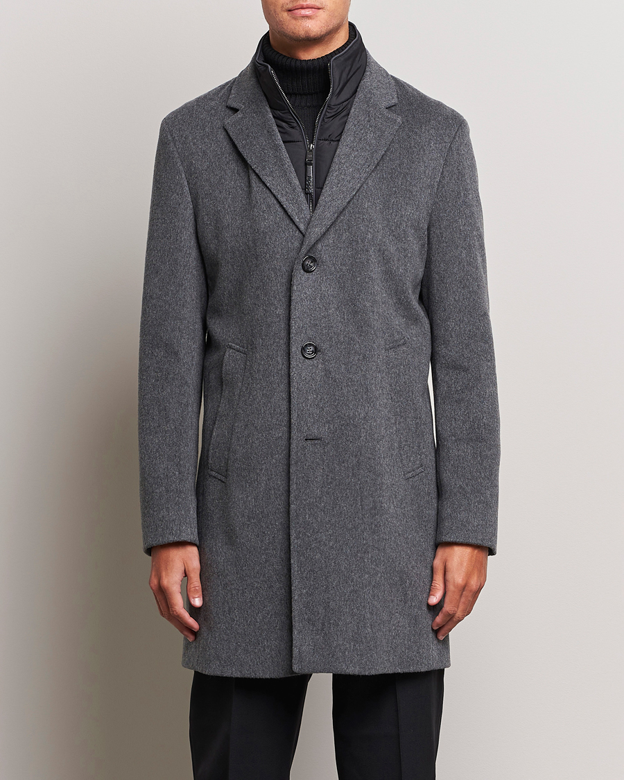 Herre | Jakker | BOSS BLACK | Hyde Wool Bib Coat Medium Grey