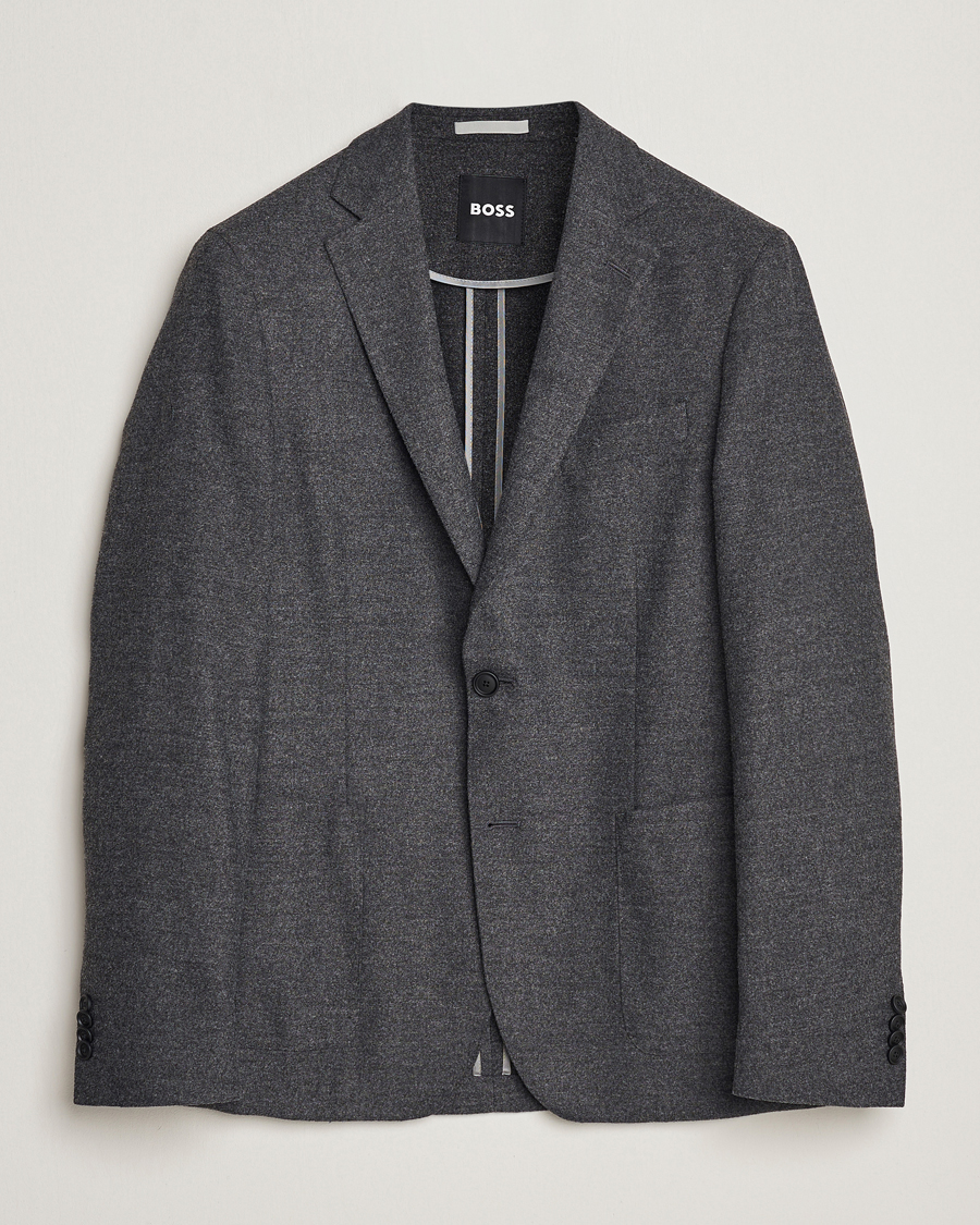 Herre | Blazere & jakker | BOSS BLACK | Hanry Tech Flannel Blazer Dark Grey