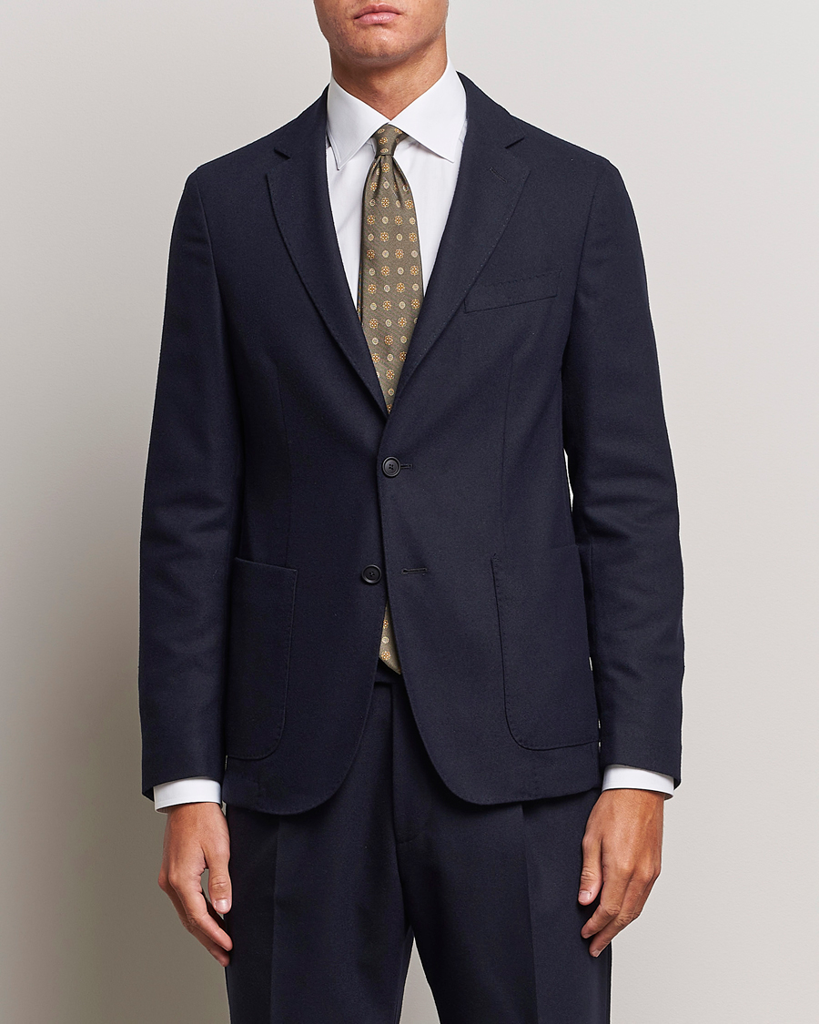 Herre | Uldblazer | BOSS BLACK | Hanry Tech Flannel Blazer Dark Blue