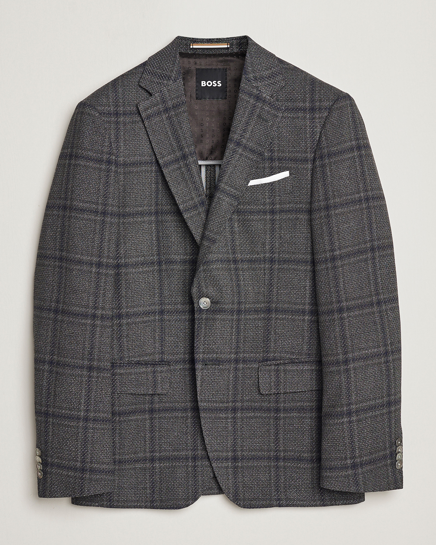 Herre | Blazere & jakker | BOSS BLACK | Hutson Checked Wool Blazer Dark Grey