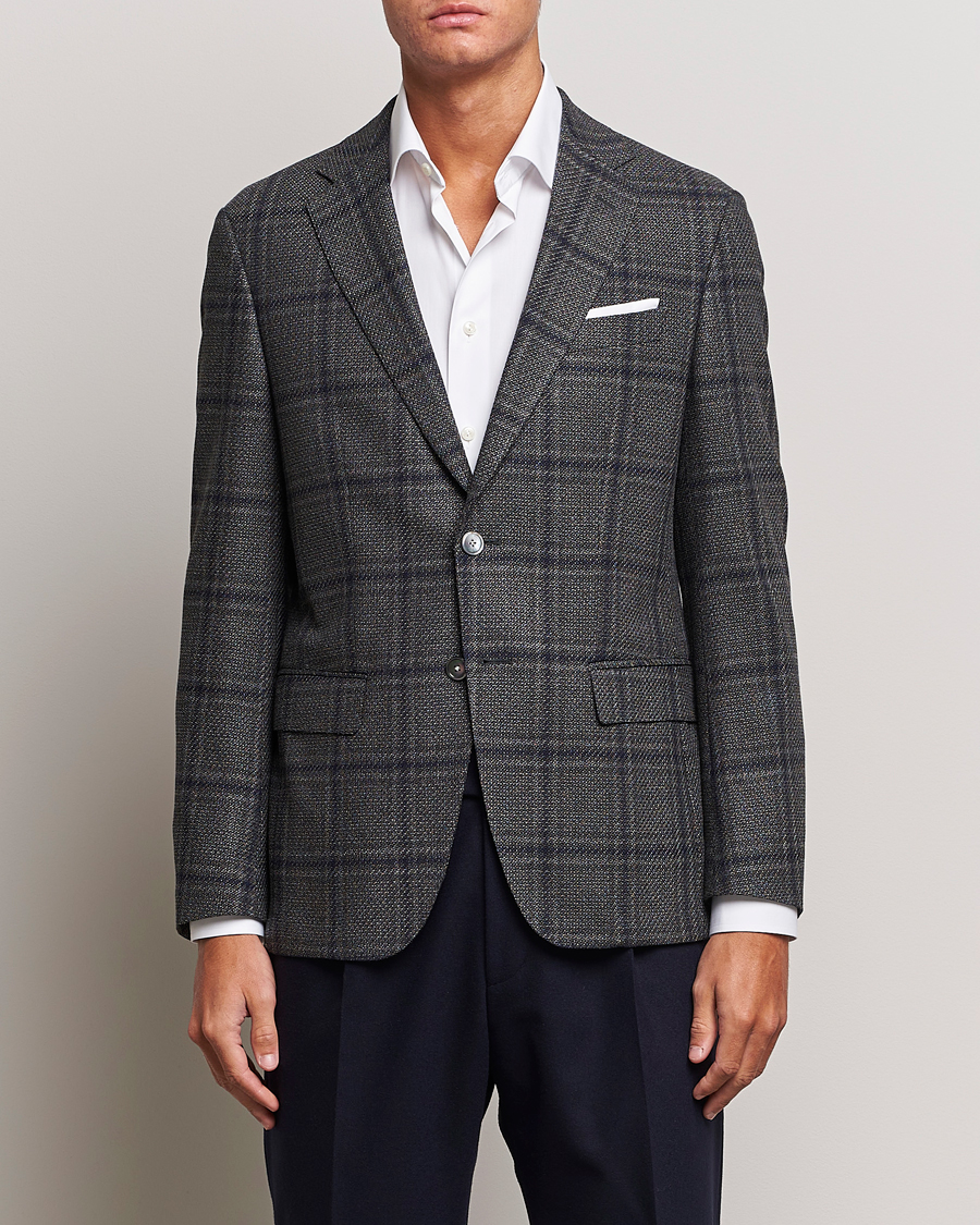 Herre | Uldblazer | BOSS BLACK | Hutson Checked Wool Blazer Dark Grey