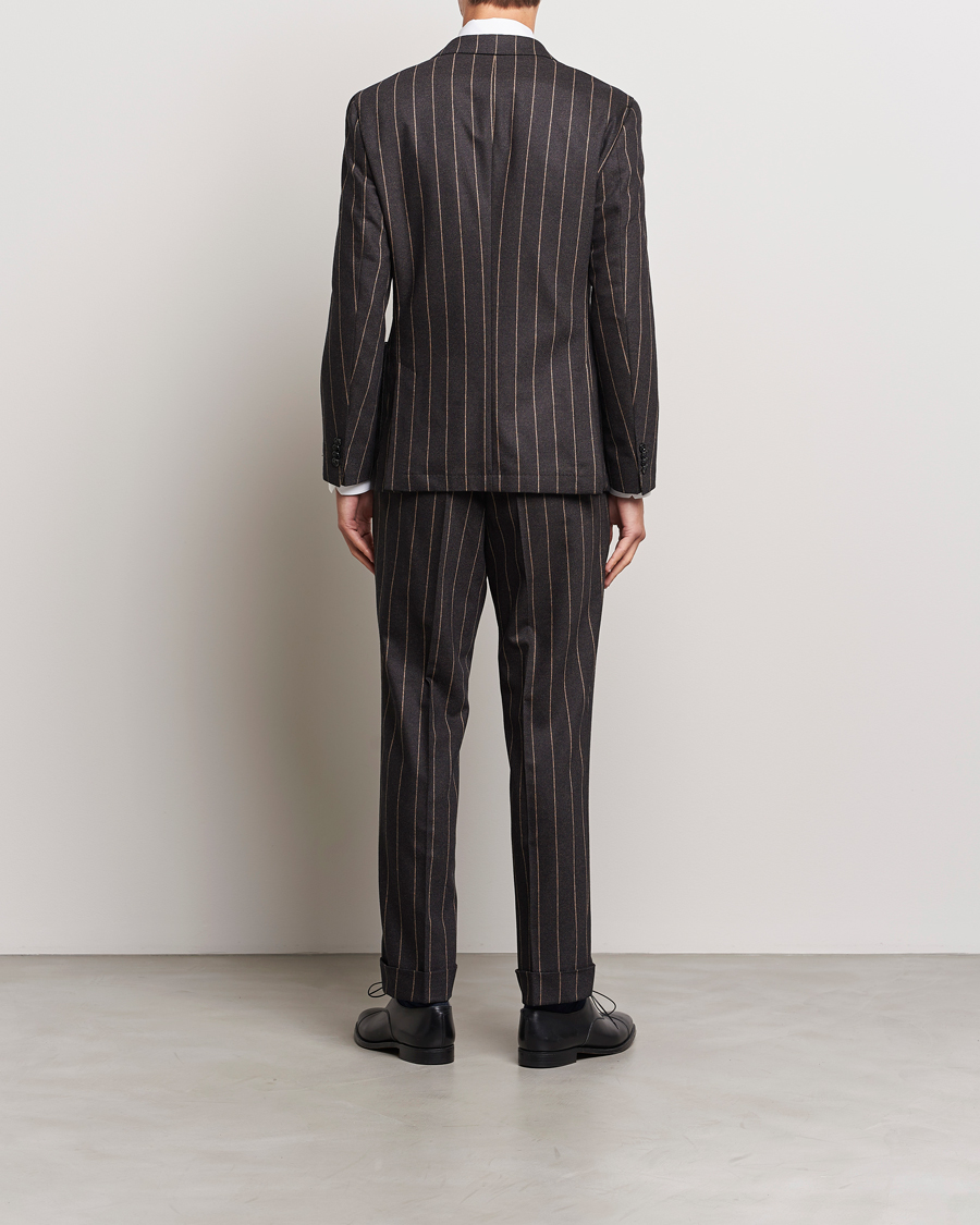 Herre | Jakkesæt | BOSS BLACK | Huge Double Breasted Pinstripe Suit Dark Brown