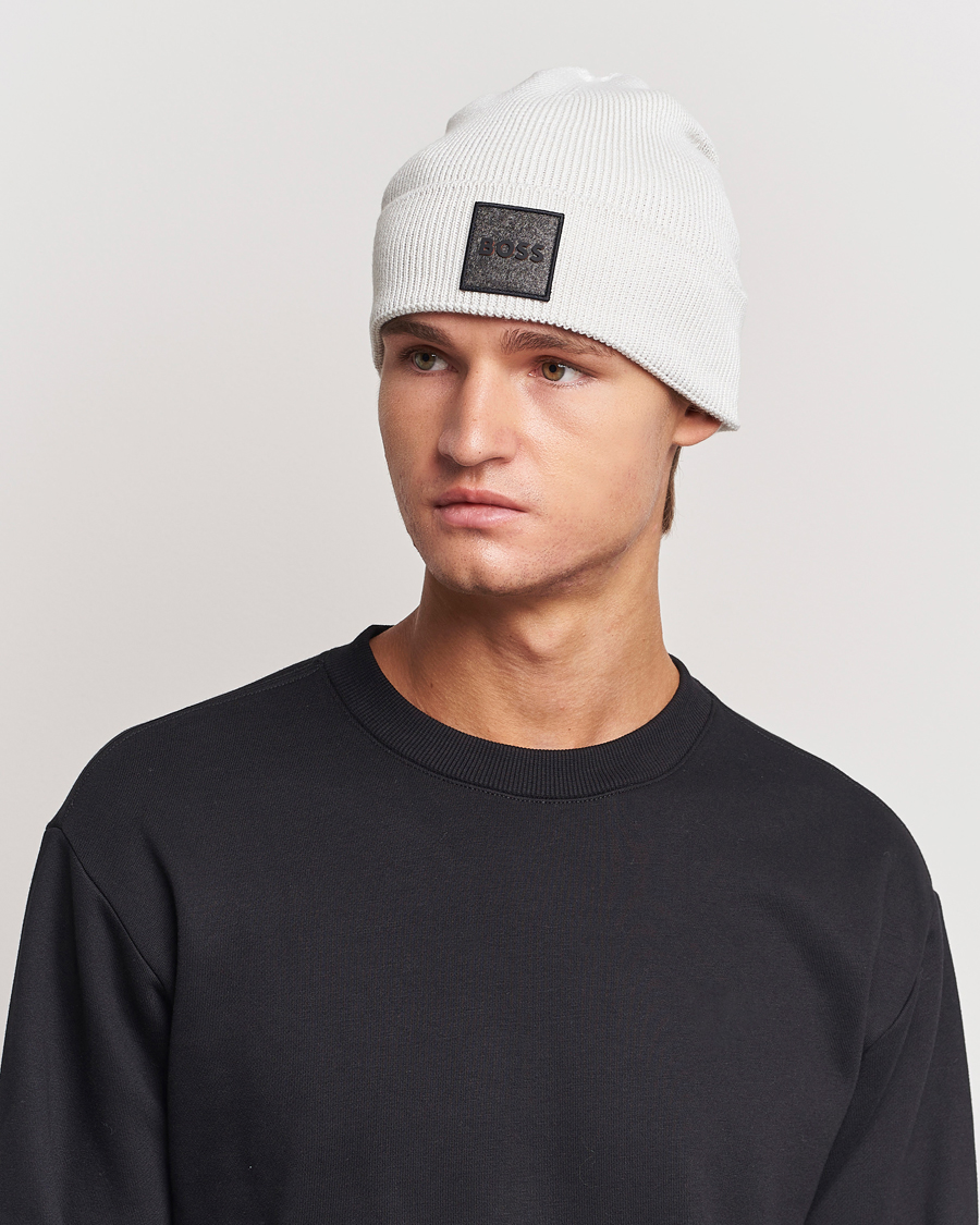 Herre | BOSS ORANGE | BOSS ORANGE | Foxxy Logo Beanie Light Grey