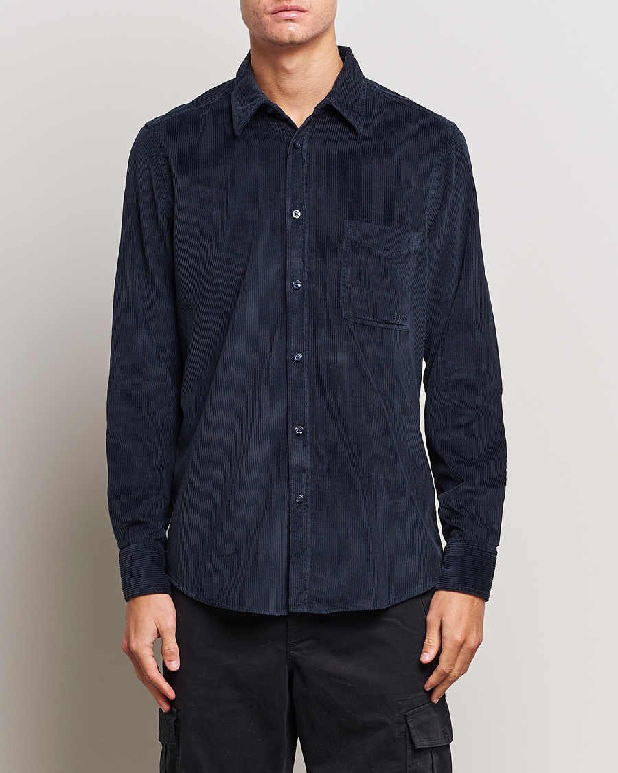 Herre | Fløjlsskjorter | BOSS ORANGE | Relegant Corduroy Shirt Dark Blue