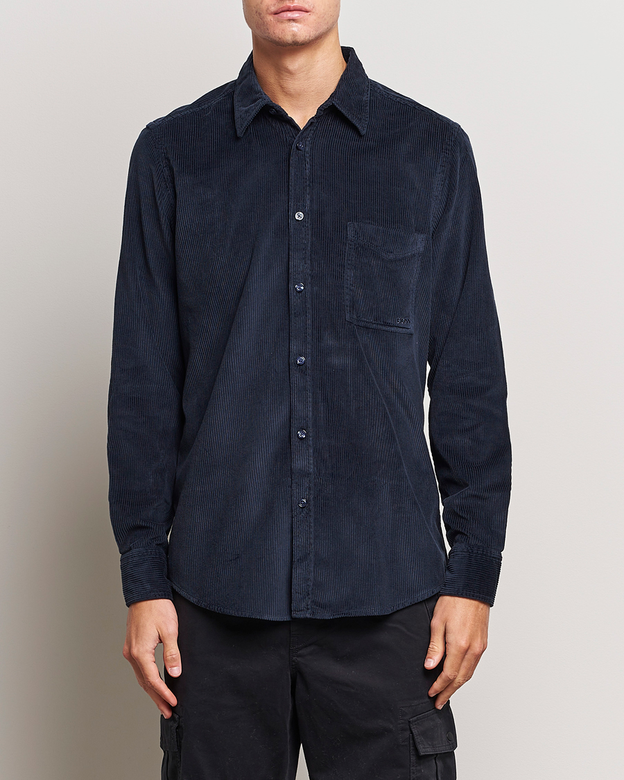 Herre | BOSS ORANGE | BOSS ORANGE | Relegant Corduroy Shirt Dark Blue