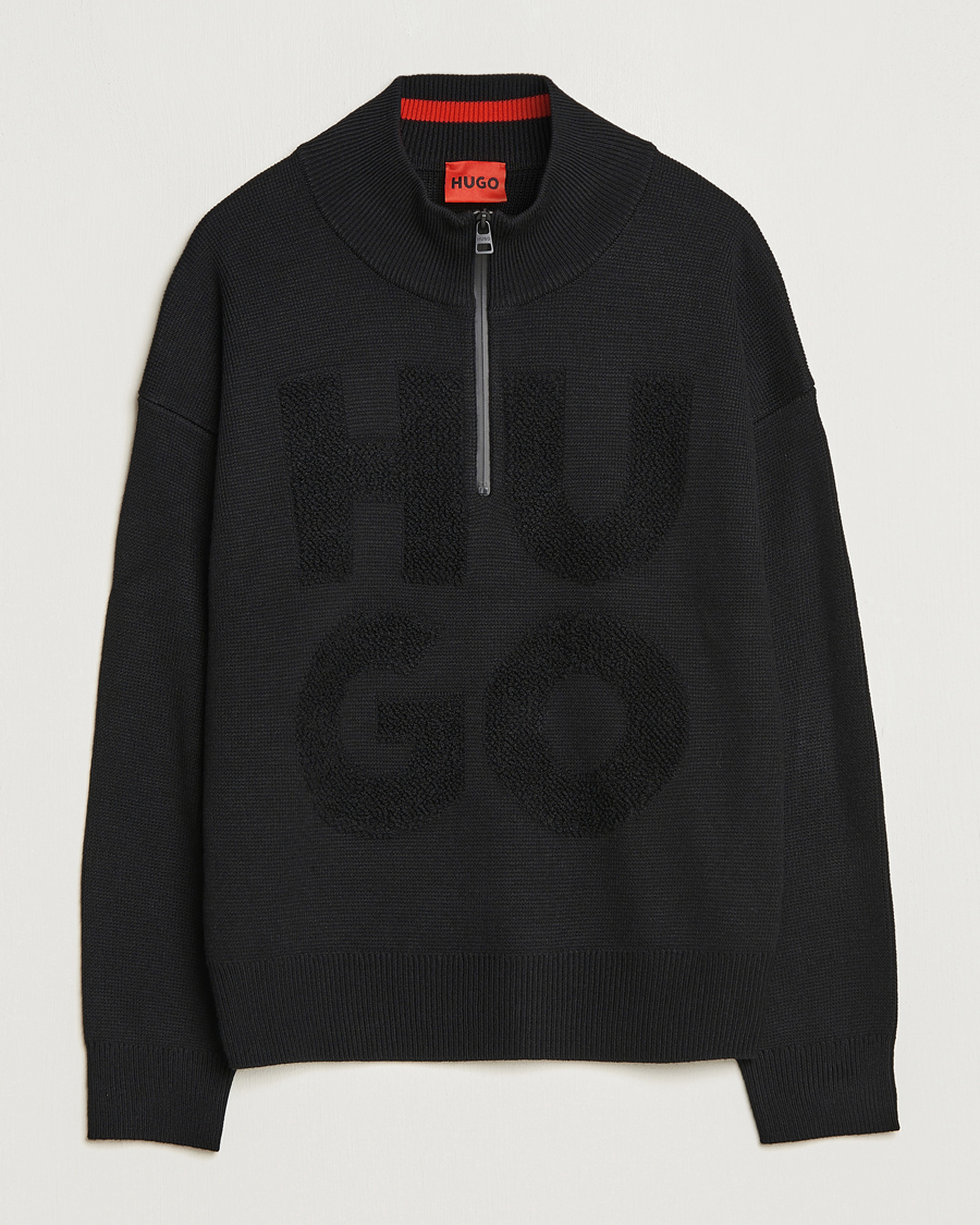 Herre | Trøjer | HUGO | Sonel Knitted Half Zip Black