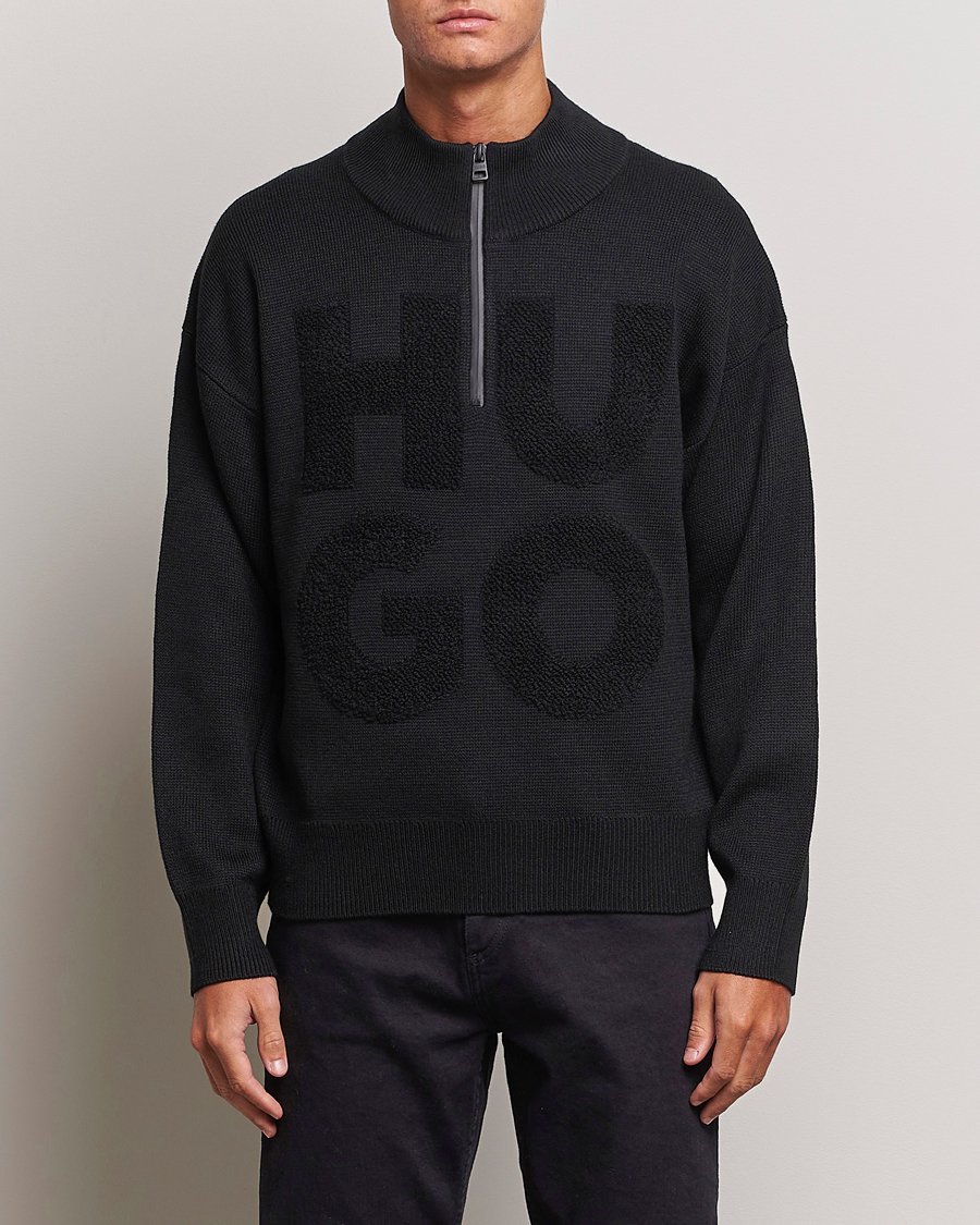 Herre | Trøjer | HUGO | Sonel Knitted Half Zip Black