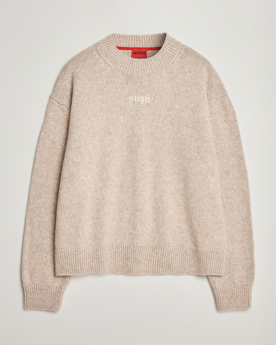 Herre | Trøjer | HUGO | Seese Knitted Sweater Light Beige