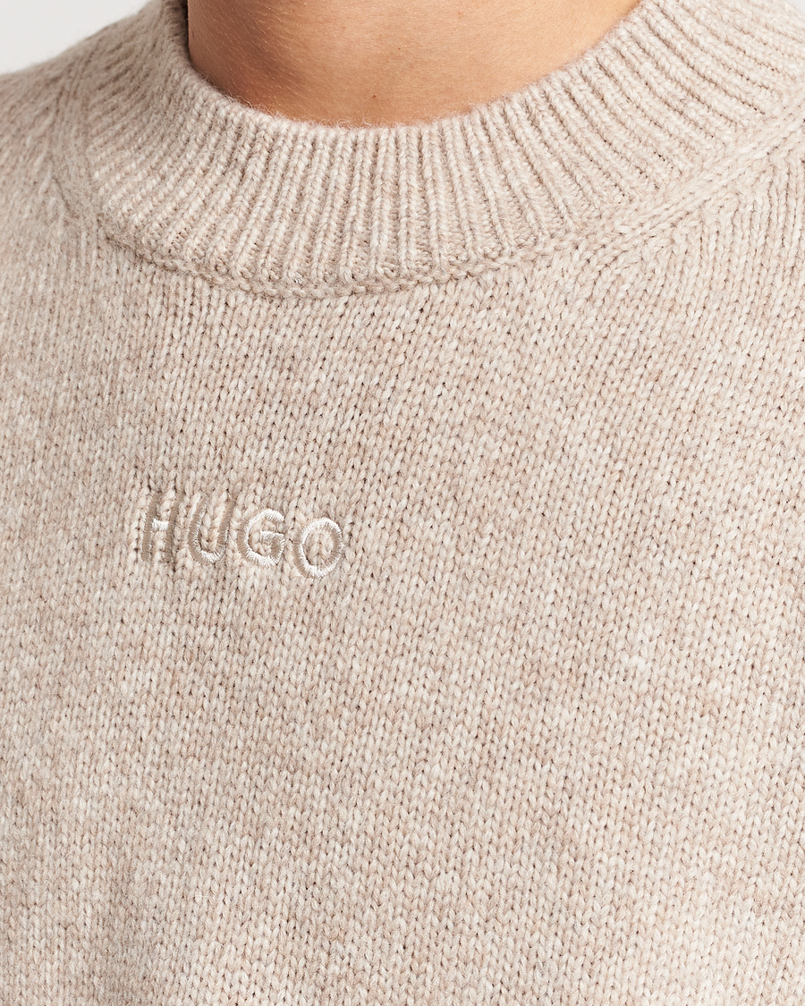 Herre | Trøjer | HUGO | Seese Knitted Sweater Light Beige