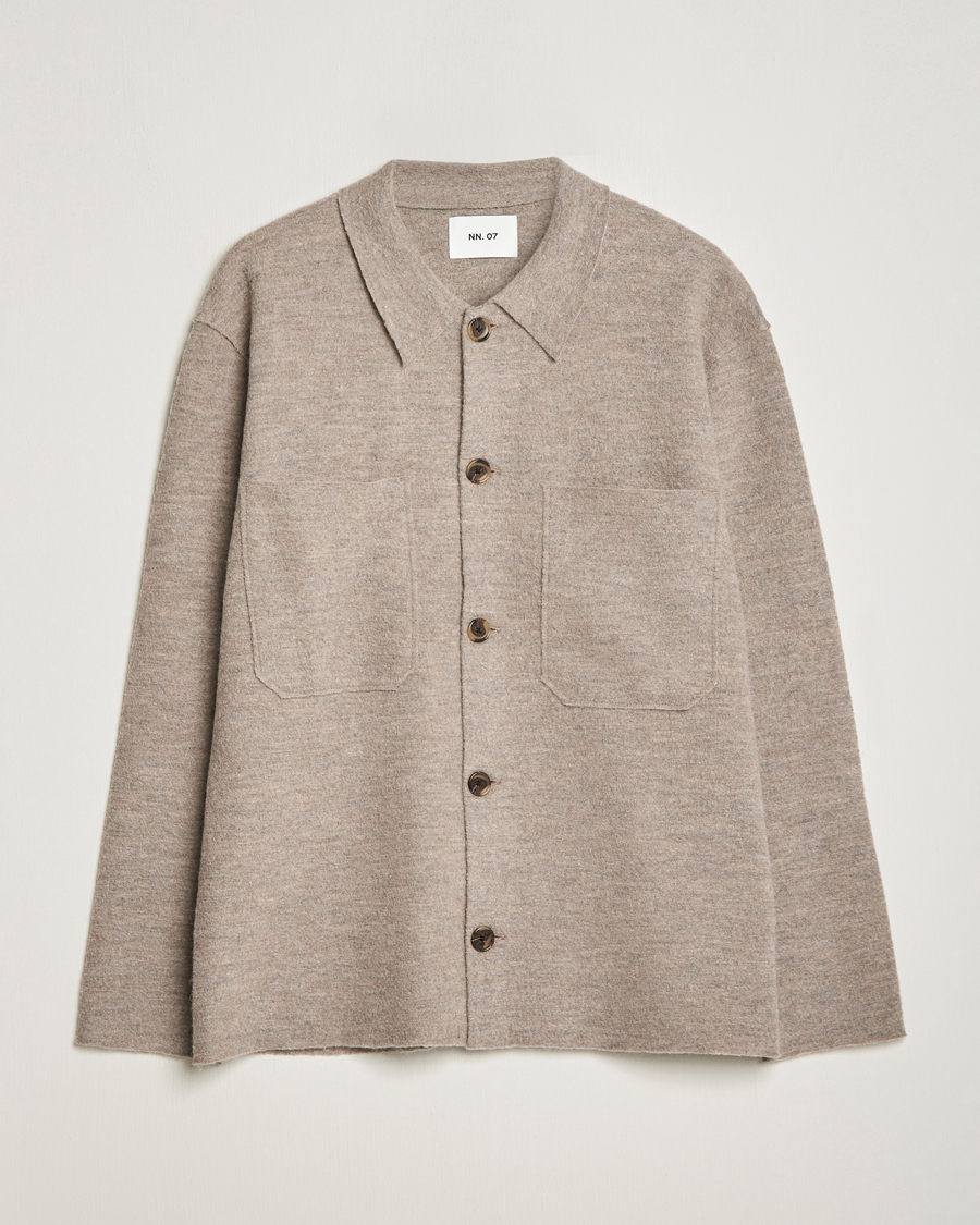 Herre | Trøjer | NN07 | Jonas Boiled Wool Cardigan Khaki