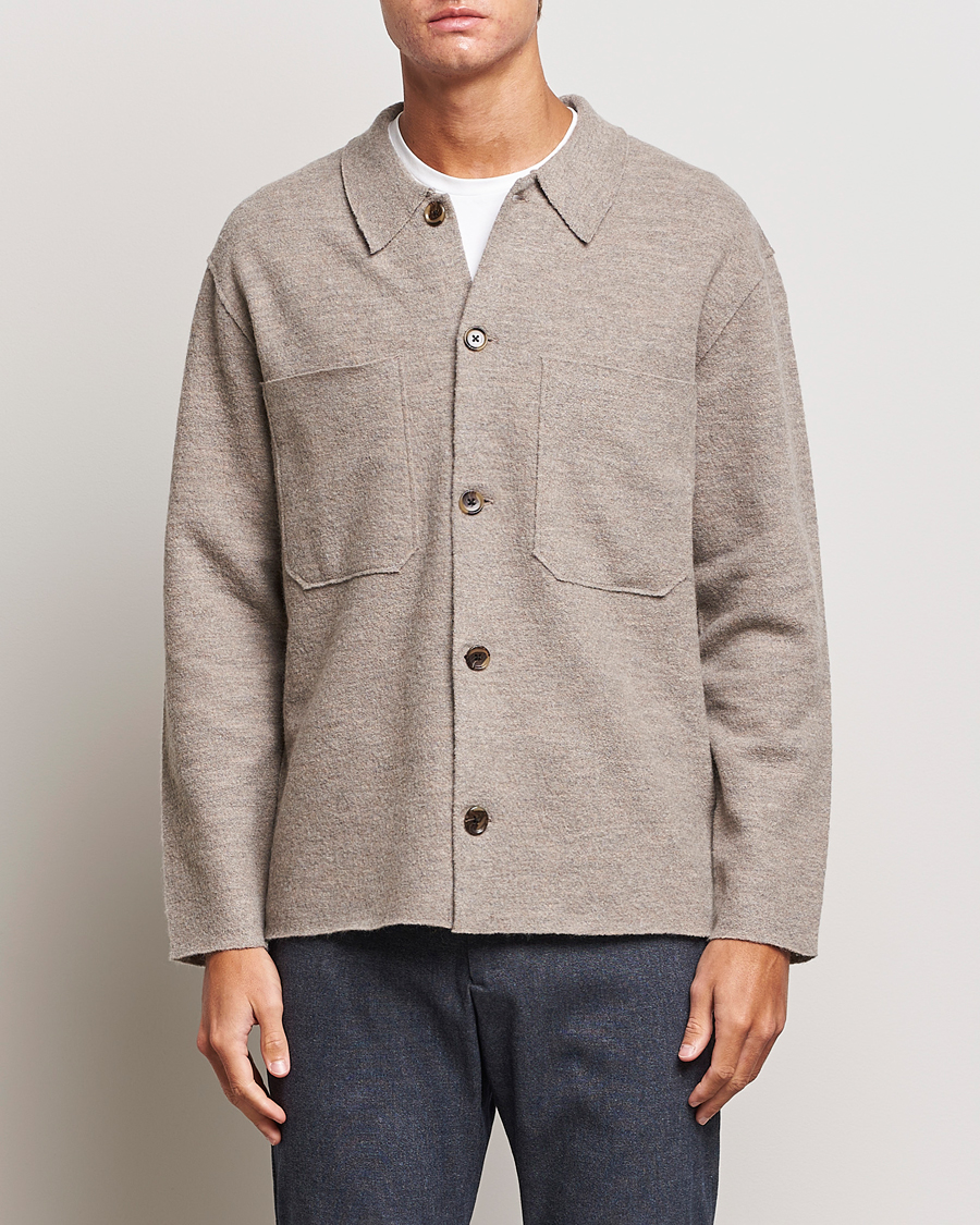 Herre | Trøjer | NN07 | Jonas Boiled Wool Cardigan Khaki