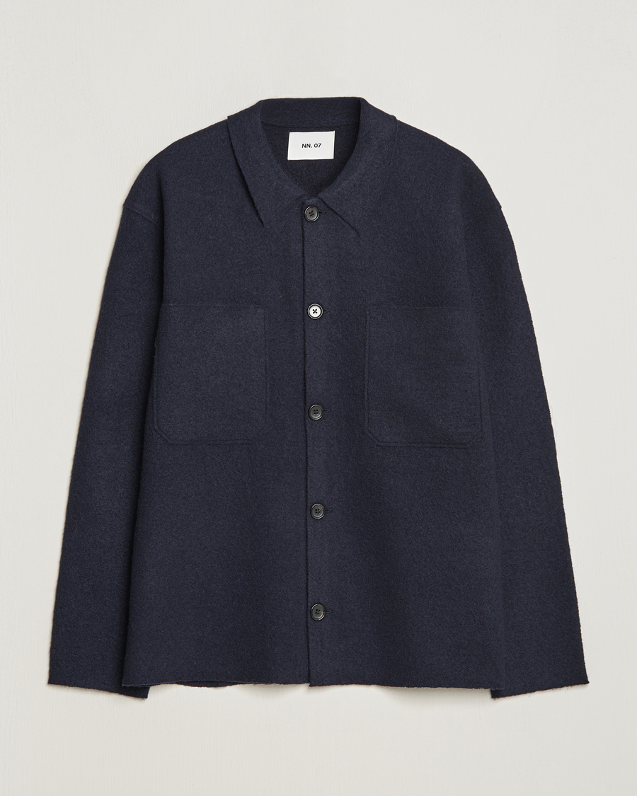 Herre | Trøjer | NN07 | Jonas Boiled Wool Cardigan Navy Blue