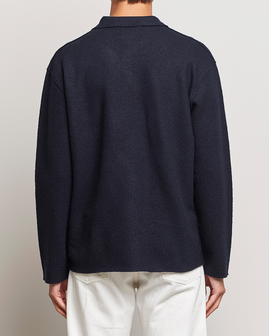 Herre | Trøjer | NN07 | Jonas Boiled Wool Cardigan Navy Blue