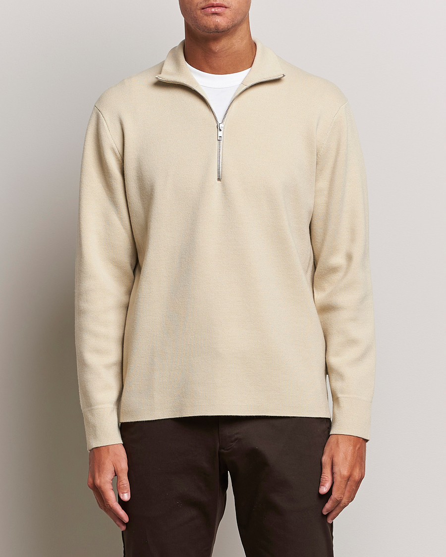 Herre | Loyalitetstilbud | NN07 | Harald Cotton/Modal Half Zip Ecru