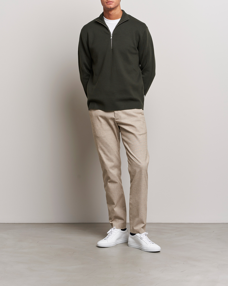 Herre | Trøjer | NN07 | Harald Cotton/Modal Half Zip Dark Army
