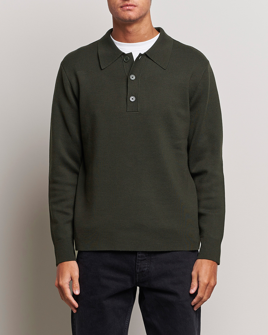 Herre | Udsalg tøj | NN07 | Harald Knitted Polo Dark Green